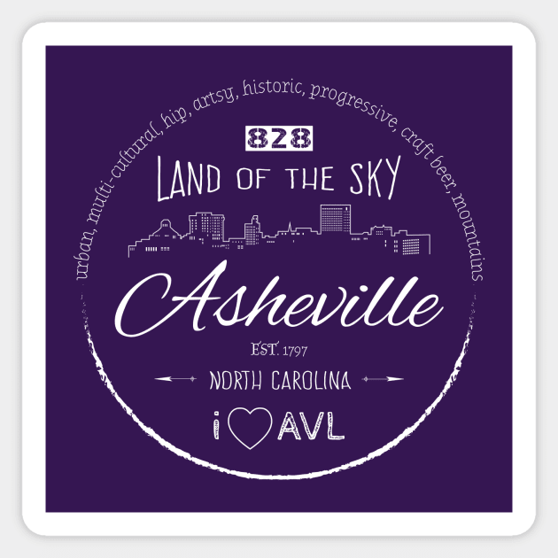 Asheville, NC Word Cloud - WO Purple 16 Sticker by AVL Merch